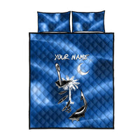 Fishing Custom South Carolina Flag Quilt Bed Set Fish Hook Graphic in Blue Gradient Design - Wonder Print Shop