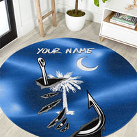 Fishing Custom South Carolina Flag Round Carpet Fish Hook Graphic in Blue Gradient Design - Wonder Print Shop