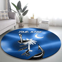 Fishing Custom South Carolina Flag Round Carpet Fish Hook Graphic in Blue Gradient Design - Wonder Print Shop