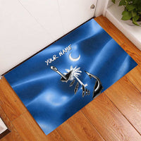 Fishing Custom South Carolina Flag Rubber Doormat Fish Hook Graphic in Blue Gradient Design - Wonder Print Shop