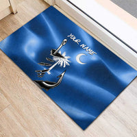 Fishing Custom South Carolina Flag Rubber Doormat Fish Hook Graphic in Blue Gradient Design - Wonder Print Shop