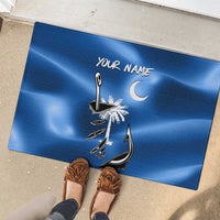 Fishing Custom South Carolina Flag Rubber Doormat Fish Hook Graphic in Blue Gradient Design - Wonder Print Shop