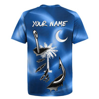 Fishing Custom South Carolina Flag Rugby Jersey Fish Hook Graphic in Blue Gradient Design - Wonder Print Shop