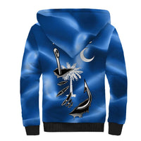 Fishing Custom South Carolina Flag Sherpa Hoodie Fish Hook Graphic in Blue Gradient Design - Wonder Print Shop