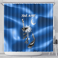 Fishing Custom South Carolina Flag Shower Curtain Fish Hook Graphic in Blue Gradient Design - Wonder Print Shop
