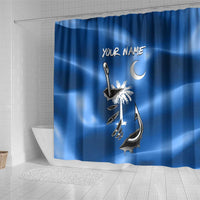 Fishing Custom South Carolina Flag Shower Curtain Fish Hook Graphic in Blue Gradient Design - Wonder Print Shop