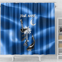 Fishing Custom South Carolina Flag Shower Curtain Fish Hook Graphic in Blue Gradient Design - Wonder Print Shop