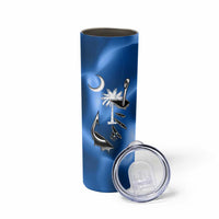 Fishing Custom South Carolina Flag Skinny Tumbler Fish Hook Graphic in Blue Gradient Design - Wonder Print Shop