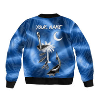 Fishing Custom South Carolina Flag Sleeve Zip Bomber Jacket Fish Hook Graphic in Blue Gradient Design - Wonder Print Shop