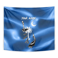 Fishing Custom South Carolina Flag Tapestry Fish Hook Graphic in Blue Gradient Design - Wonder Print Shop