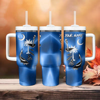 Fishing Custom South Carolina Flag Tumbler With Handle Fish Hook Graphic in Blue Gradient Design - Wonder Print Shop