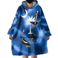 Fishing Custom South Carolina Flag Wearable Blanket Hoodie Fish Hook Graphic in Blue Gradient Design - Wonder Print Shop