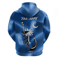 Fishing Custom South Carolina Flag Zip Hoodie Fish Hook Graphic in Blue Gradient Design - Wonder Print Shop