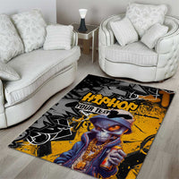 Hip Hop Street Style Area Rug Yellow and Black Graffiti and Urban Skull Character Design - Wonder Print Shop