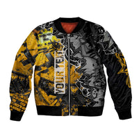Hip Hop Street Style Bomber Jacket Yellow and Black Graffiti and Urban Skull Character Design - Wonder Print Shop