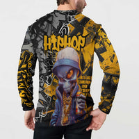 Hip Hop Street Style Button Sweatshirt Yellow and Black Graffiti and Urban Skull Character Design - Wonder Print Shop