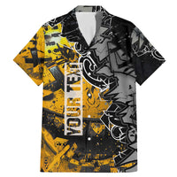 Hip Hop Street Style Family Matching Mermaid Dress and Hawaiian Shirt Yellow and Black Graffiti and Urban Skull Character Design - Wonder Print Shop