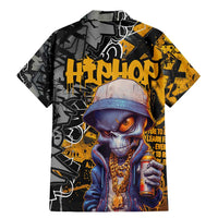 Hip Hop Street Style Family Matching Mermaid Dress and Hawaiian Shirt Yellow and Black Graffiti and Urban Skull Character Design - Wonder Print Shop