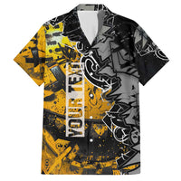 Hip Hop Street Style Family Matching Short Sleeve Bodycon Dress and Hawaiian Shirt Yellow and Black Graffiti and Urban Skull Character Design - Wonder Print Shop