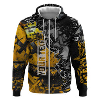 Hip Hop Street Style Hoodie Yellow and Black Graffiti and Urban Skull Character Design - Wonder Print Shop