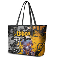 Hip Hop Street Style Leather Tote Bag Yellow and Black Graffiti and Urban Skull Character Design - Wonder Print Shop