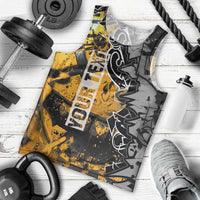 Hip Hop Street Style Men Tank Top Yellow and Black Graffiti and Urban Skull Character Design - Wonder Print Shop