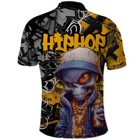 Hip Hop Street Style Polo Shirt Yellow and Black Graffiti and Urban Skull Character Design - Wonder Print Shop