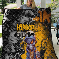 Hip Hop Street Style Quilt Yellow and Black Graffiti and Urban Skull Character Design - Wonder Print Shop