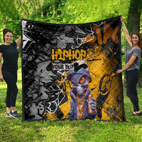 Hip Hop Street Style Quilt Yellow and Black Graffiti and Urban Skull Character Design - Wonder Print Shop