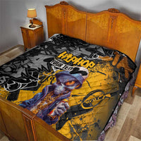 Hip Hop Street Style Quilt Yellow and Black Graffiti and Urban Skull Character Design - Wonder Print Shop
