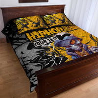Hip Hop Street Style Quilt Bed Set Yellow and Black Graffiti and Urban Skull Character Design - Wonder Print Shop