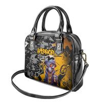 Hip Hop Street Style Shoulder Handbag Yellow and Black Graffiti and Urban Skull Character Design - Wonder Print Shop