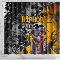 Hip Hop Street Style Shower Curtain Yellow and Black Graffiti and Urban Skull Character Design - Wonder Print Shop