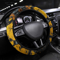 Hip Hop Street Style Steering Wheel Cover Yellow and Black Graffiti and Urban Skull Character Design - Wonder Print Shop