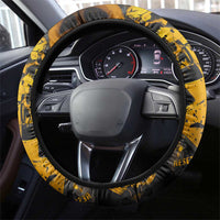 Hip Hop Street Style Steering Wheel Cover Yellow and Black Graffiti and Urban Skull Character Design - Wonder Print Shop