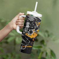 Hip Hop Street Style Tumbler With Handle Yellow and Black Graffiti and Urban Skull Character Design - Wonder Print Shop