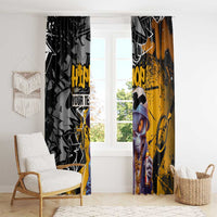 Hip Hop Street Style Window Curtain Yellow and Black Graffiti and Urban Skull Character Design - Wonder Print Shop