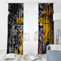 Hip Hop Street Style Window Curtain Yellow and Black Graffiti and Urban Skull Character Design - Wonder Print Shop