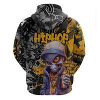 Hip Hop Street Style Zip Hoodie Yellow and Black Graffiti and Urban Skull Character Design - Wonder Print Shop