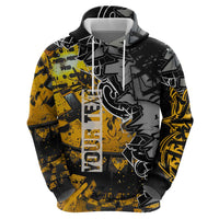 Hip Hop Street Style Zip Hoodie Yellow and Black Graffiti and Urban Skull Character Design - Wonder Print Shop