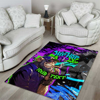 Hip Hop Battle Area Rug Smoking Ape Character and Purple Green Graffiti Street Art Design - Wonder Print Shop