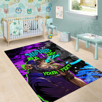 Hip Hop Battle Area Rug Smoking Ape Character and Purple Green Graffiti Street Art Design - Wonder Print Shop