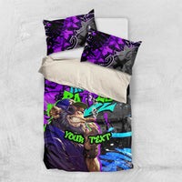 Hip Hop Battle Bedding Set Smoking Ape Character and Purple Green Graffiti Street Art Design - Wonder Print Shop