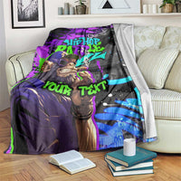 Hip Hop Battle Blanket Smoking Ape Character and Purple Green Graffiti Street Art Design - Wonder Print Shop