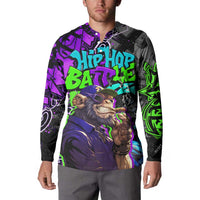 Hip Hop Battle Button Sweatshirt Smoking Ape Character and Purple Green Graffiti Street Art Design - Wonder Print Shop