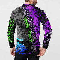 Hip Hop Battle Button Sweatshirt Smoking Ape Character and Purple Green Graffiti Street Art Design - Wonder Print Shop