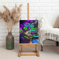 Hip Hop Battle Canvas Wall Art Smoking Ape Character and Purple Green Graffiti Street Art Design - Wonder Print Shop