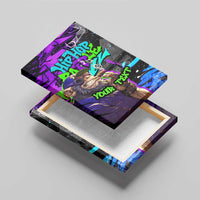 Hip Hop Battle Canvas Wall Art Smoking Ape Character and Purple Green Graffiti Street Art Design - Wonder Print Shop