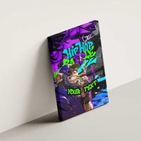Hip Hop Battle Canvas Wall Art Smoking Ape Character and Purple Green Graffiti Street Art Design - Wonder Print Shop