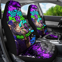Hip Hop Battle Car Seat Cover Smoking Ape Character and Purple Green Graffiti Street Art Design - Wonder Print Shop